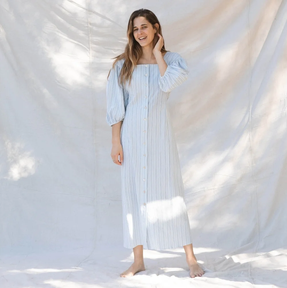 Christy Dawn Fleur Dress in Robin's Egg Stripe size S NWT